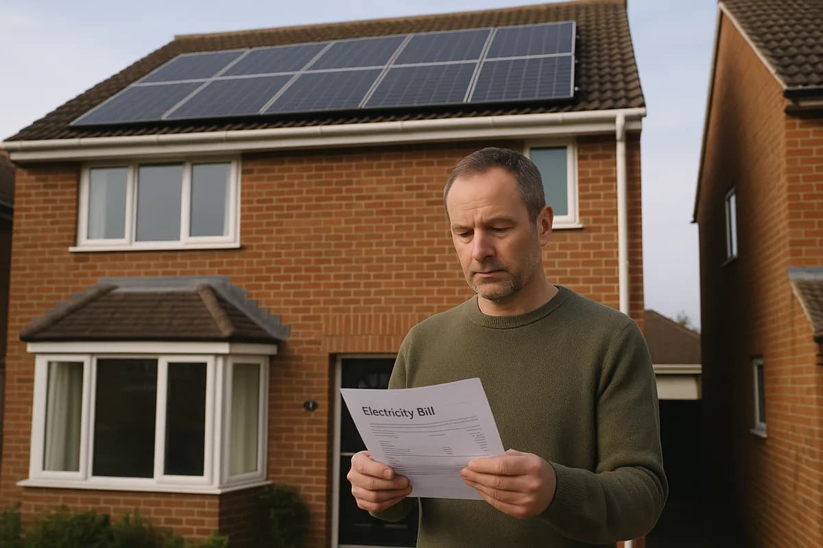 UK homeowner checking electricity bill with SEG income credit