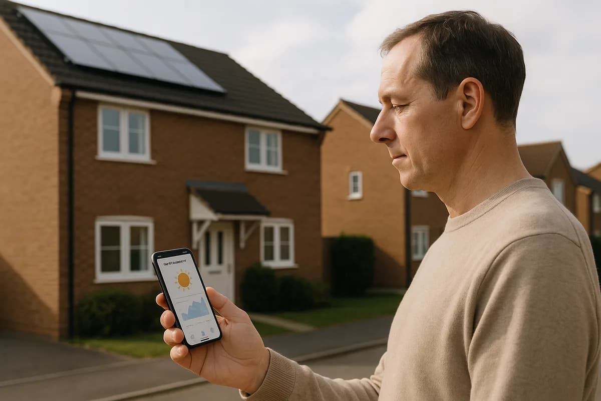 UK homeowner using solar monitoring app to check panel performance