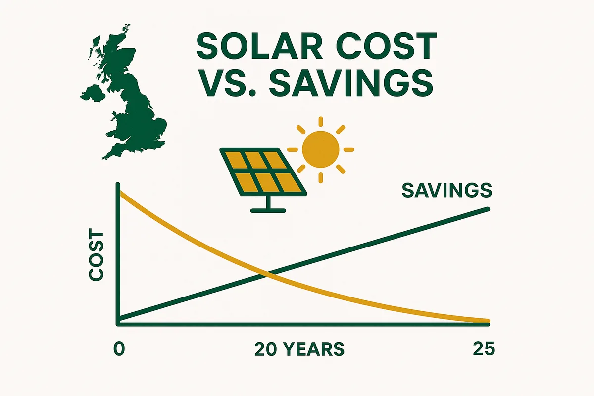 Solar cost vs savings over 25 years — efficiency affects total generation