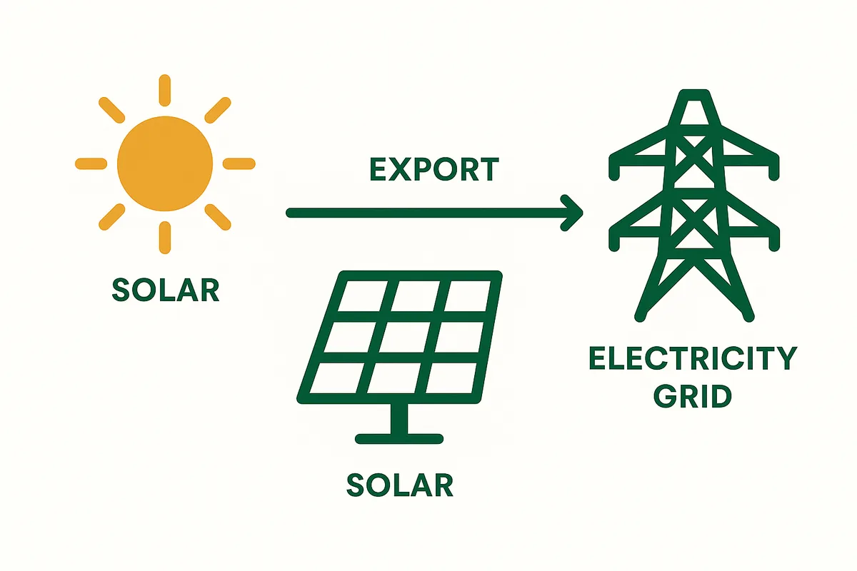 Solar panel surplus electricity being exported to national grid