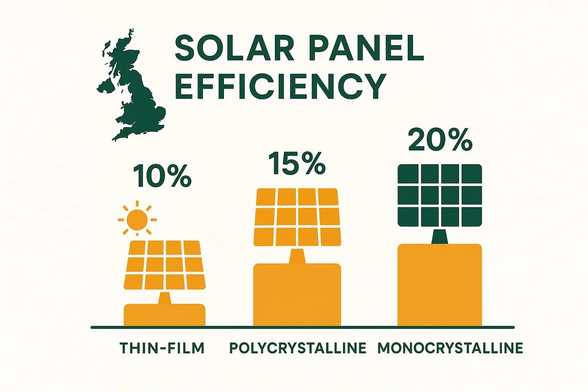 Solar panel efficiency comparison between monocrystalline polycrystalline and thin-film