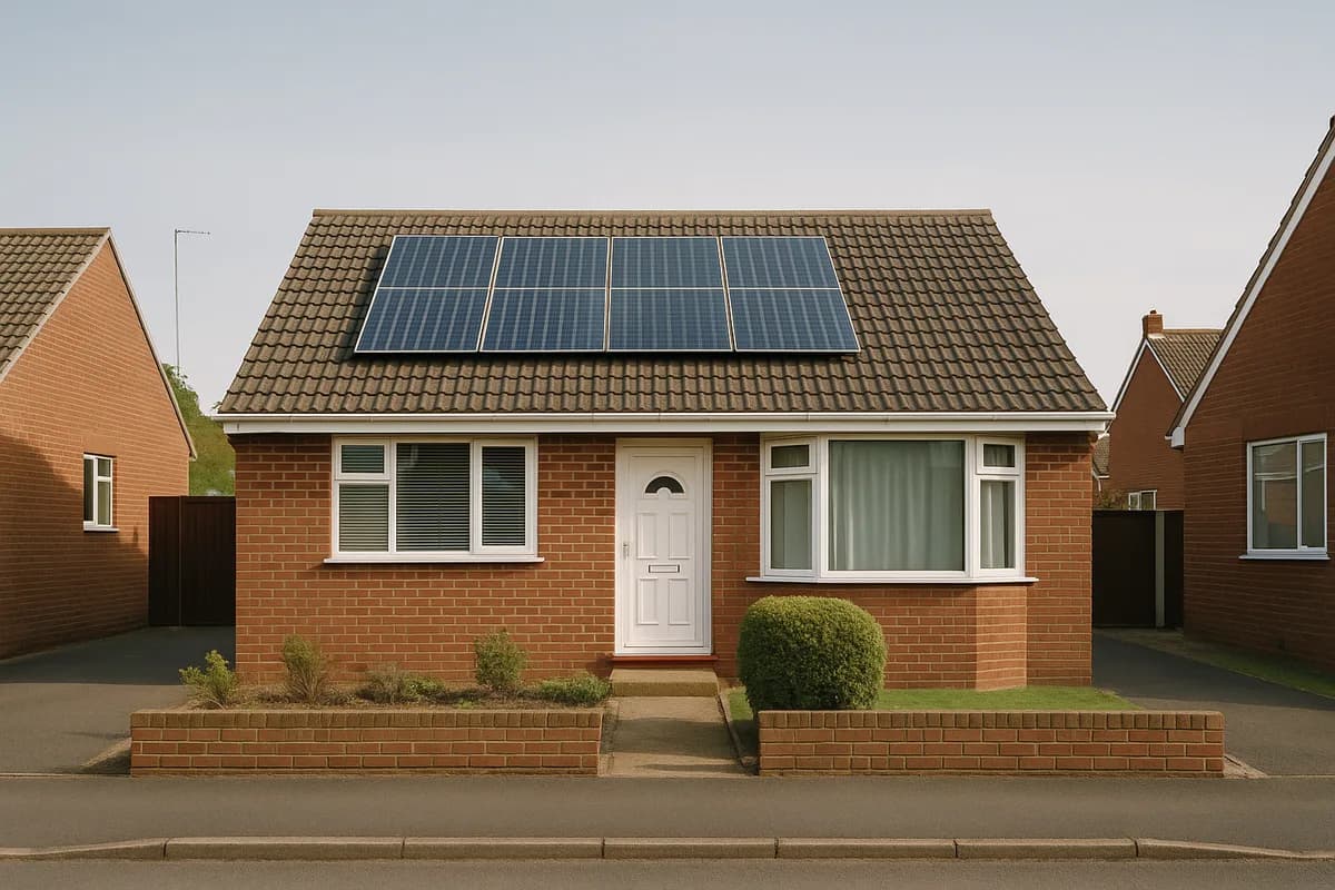 Solar panels installed on a UK bungalow showing accessible roof installation