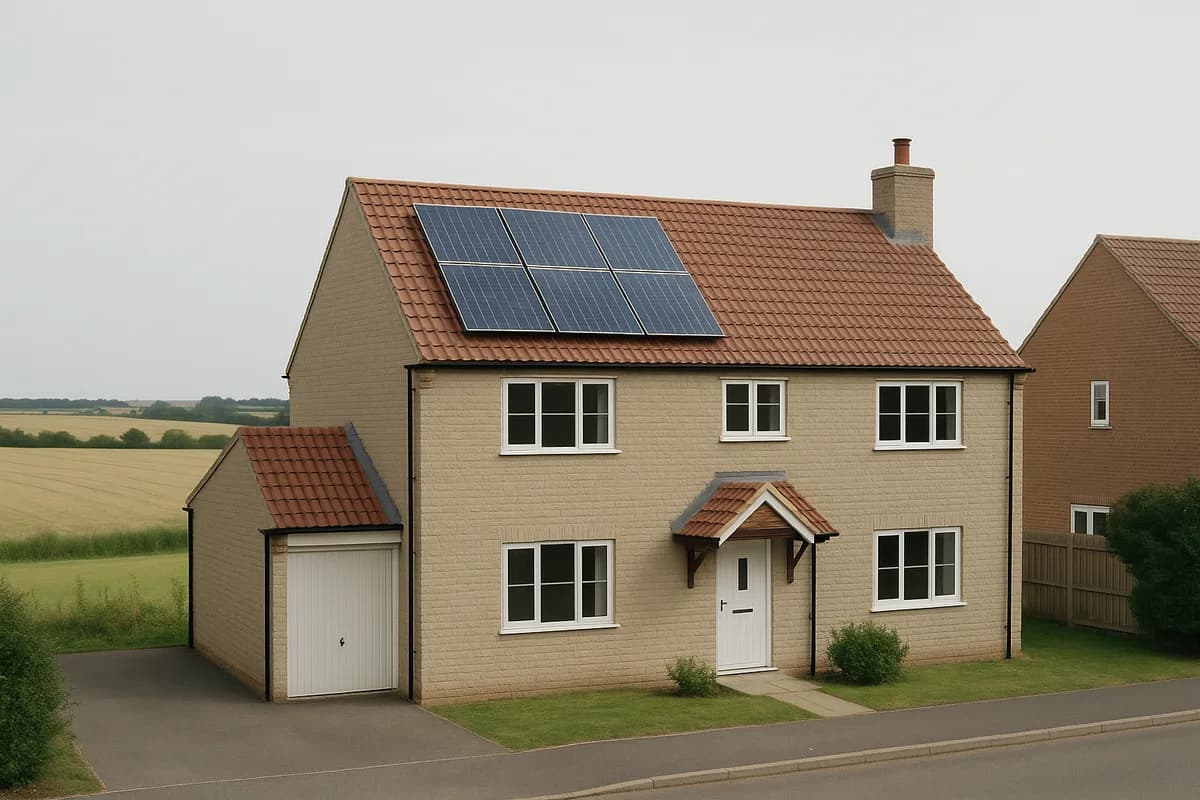 Solar panels on rural UK home where birds may nest