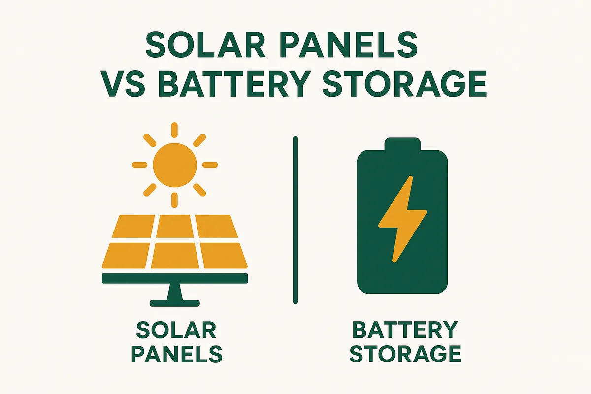 Solar panels versus battery storage comparison diagram