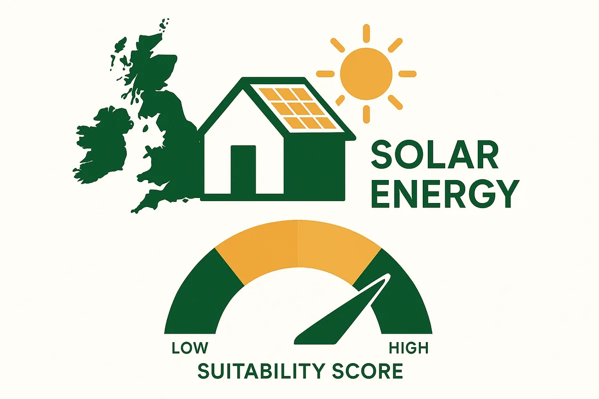 UK solar suitability map showing regional energy potential